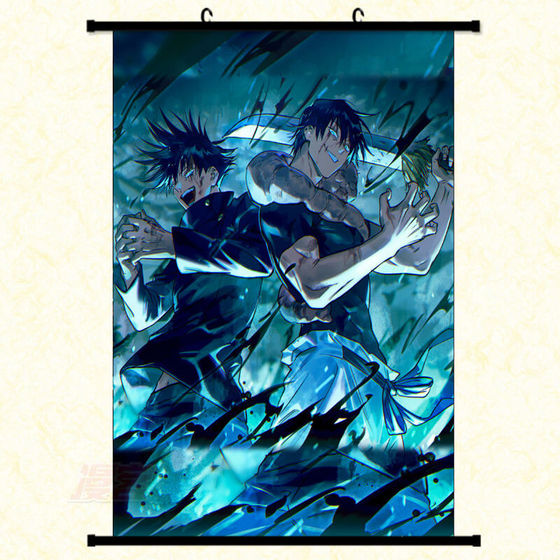 Jujutsu Kaisen Cosplay Scroll Painting Wall Art with Hanger Frame Halloween Home Decor