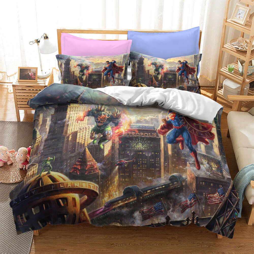 Justice League Batman Superman Cosplay Bedding Set Duvet Cover Halloween Sheets
