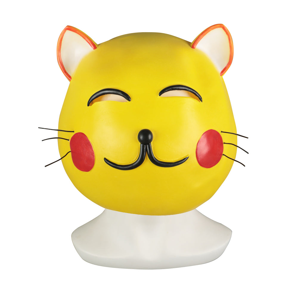 Maneki Neko Small Lucky Money Cat Gold Helmet Halloween Animal  Fancy Dress Cosplay Latex Helmet
