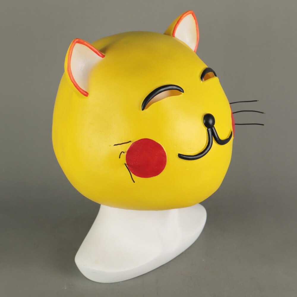 Maneki Neko Small Lucky Money Cat Gold Helmet Halloween Animal  Fancy Dress Cosplay Latex Helmet