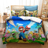 Mario Bros Cosplay Bedding Set Duvet Cover Halloween Bed Sheets