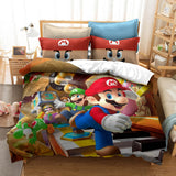 Mario Bros Cosplay Bedding Set Duvet Cover Halloween Bed Sheets