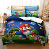 Mario Bros Cosplay Bedding Set Duvet Cover Halloween Bed Sheets