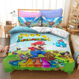 Mario Bros Cosplay Bedding Set Duvet Cover Halloween Bed Sheets