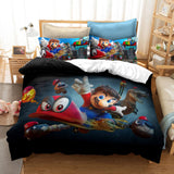 Mario Bros Cosplay Bedding Set Duvet Cover Halloween Bed Sheets