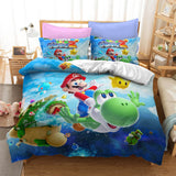 Mario Bros Cosplay Bedding Set Duvet Cover Halloween Bed Sheets