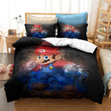 Mario Bros Cosplay Bedding Set Duvet Cover Halloween Bed Sheets