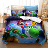 Mario Bros Cosplay Bedding Set Duvet Cover Halloween Bed Sheets