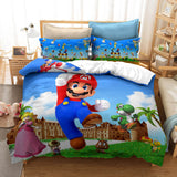 Mario Bros Cosplay Bedding Set Duvet Cover Halloween Bed Sheets