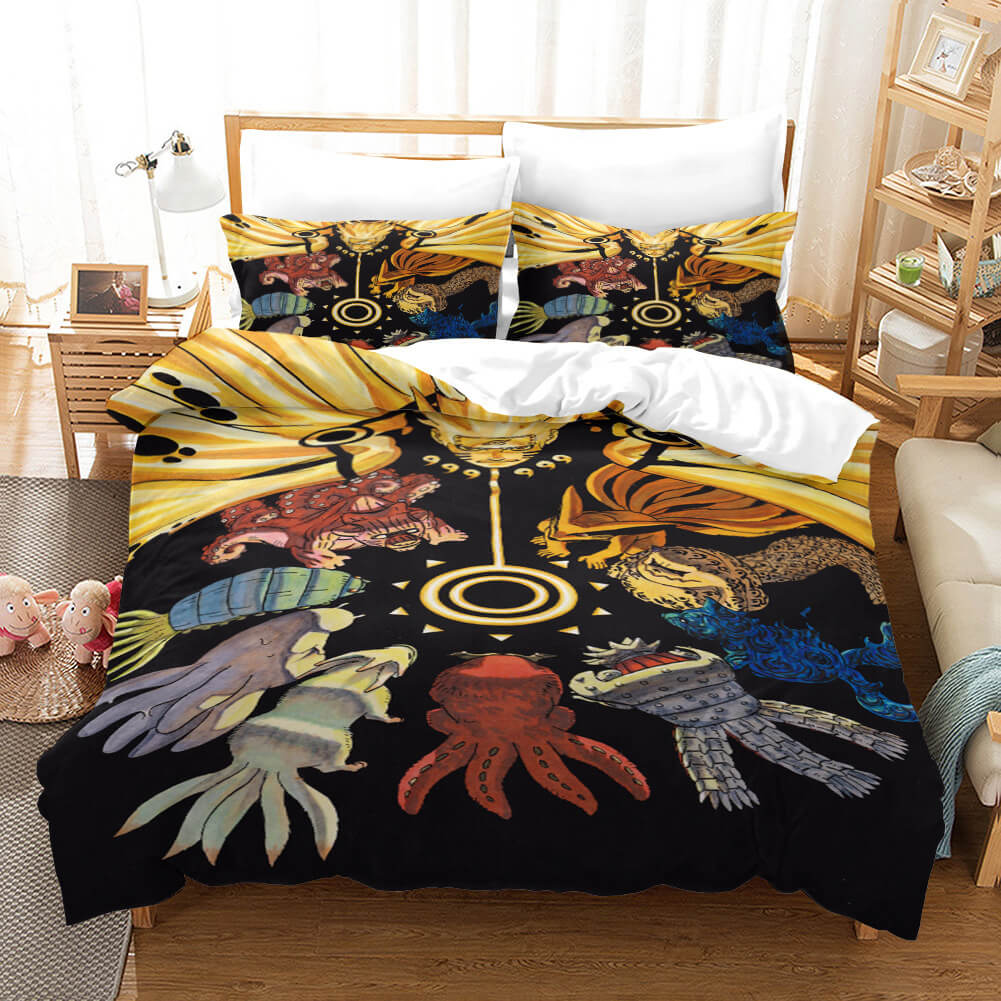 Naruto Kurama Akatsuki Cosplay Bedding Set Duvet Cover Halloween Bed Sheets
