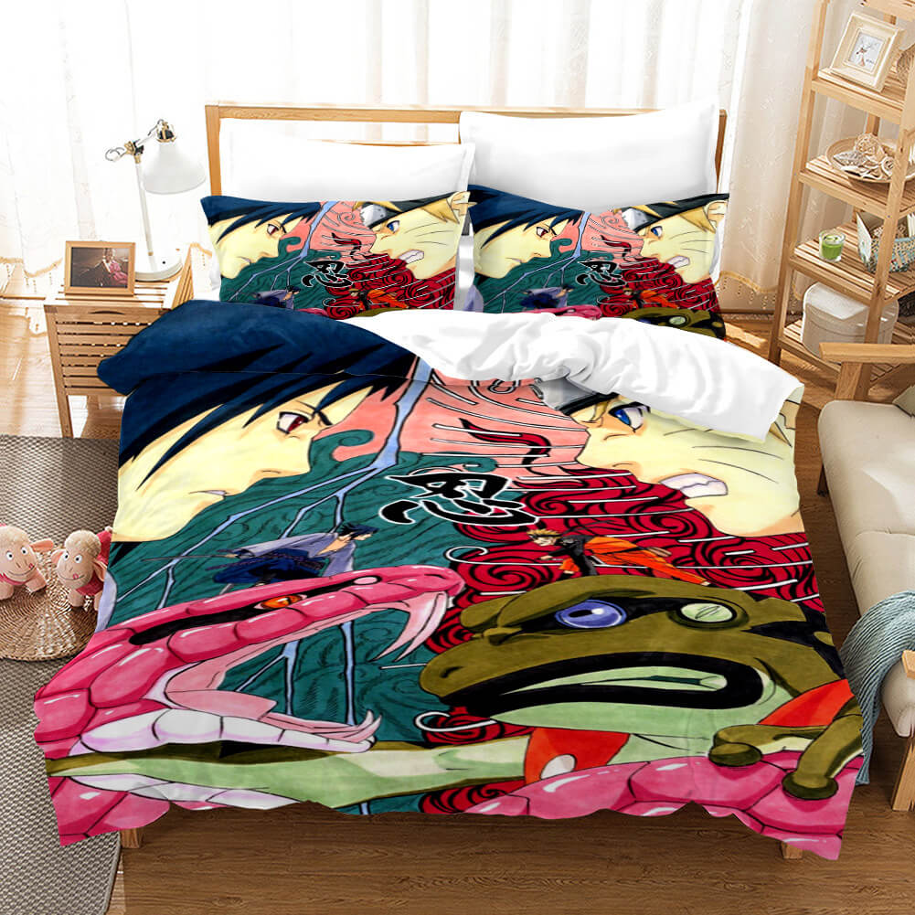 Naruto Kurama Akatsuki Cosplay Bedding Set Duvet Cover Halloween Bed Sheets