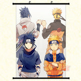 Naruto Uchiha Sasuke Cosplay Scroll Painting Wall Art with Hanger Frame Halloween Home Decor