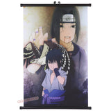 Naruto Uchiha Sasuke Cosplay Scroll Painting Wall Art with Hanger Frame Halloween Home Decor