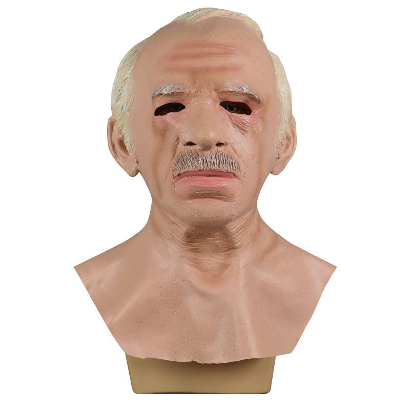 Old Man Scary Face Cosplay Latex Helmet Halloween Masquerade Props