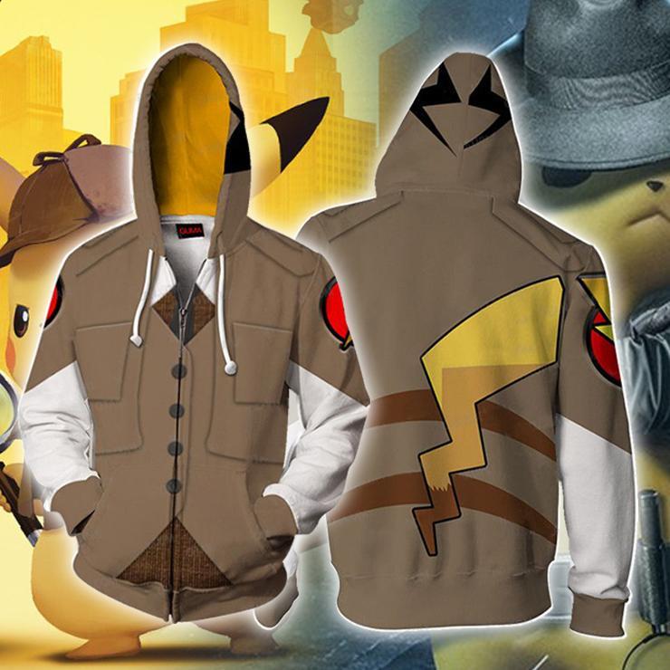 Pokemon Pikachu Hoodie 3D Printing Coat Zipper Coat Sweatshirts - bfjcosplayer