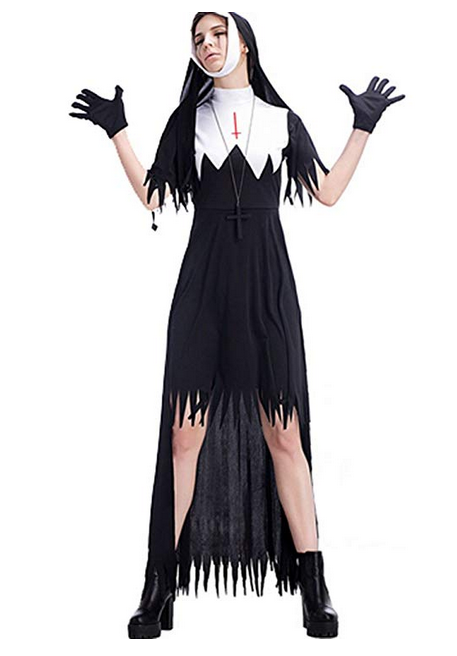 BFJFY Womens Dreadful Zombie Nuns Costume Halloween Cosplay Fancy Dress - bfjcosplayer