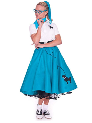 BFJFY Women 4 Piece Poodle Skirt Costume Set For Halloween Cosplay - bfjcosplayer