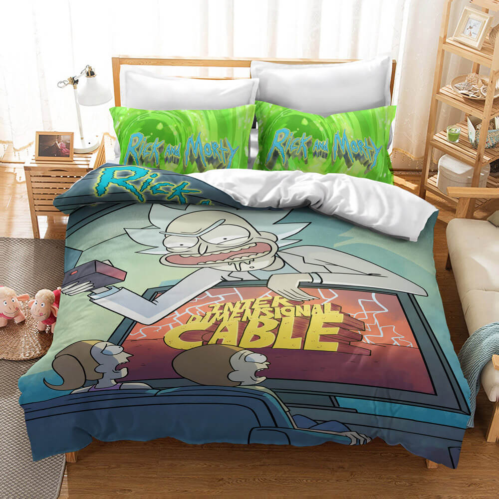 Rick And Morty Cosplay Bedding Duvet Cover Halloween Sheets Bed Set