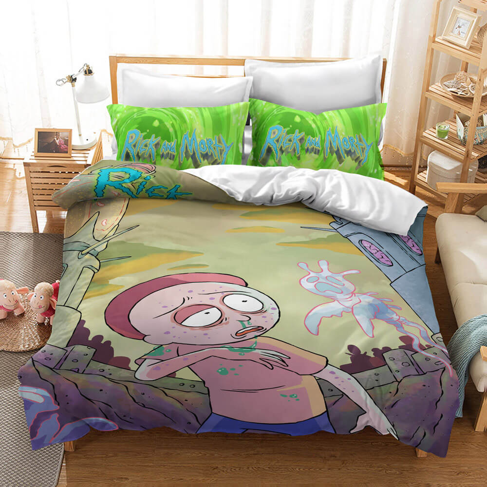 Rick And Morty Cosplay Bedding Set Duvet Cover Halloween Bed Sheets