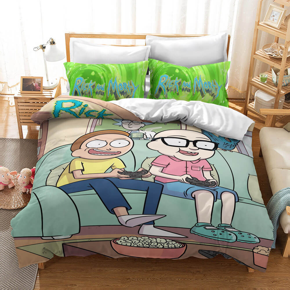 Rick And Morty Cosplay Bedding Set Duvet Cover Halloween Bed Sheets