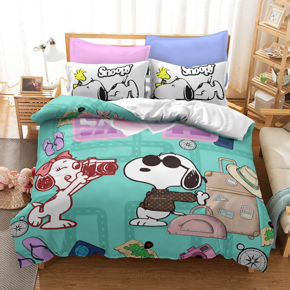 Snoopy Cosplay Bedding Duvet Cover Halloween Sheets Bed Set