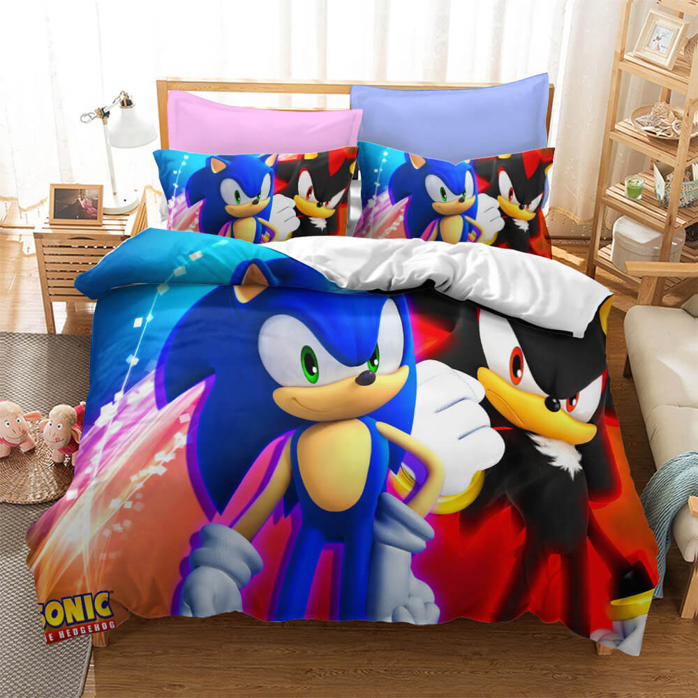 Sonic the Hedgehog Cosplay Bedding Duvet Cover Halloween Sheets Bed Set