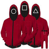 Squid Game Cosplay Red Hoodie Sweater Halloween Costume