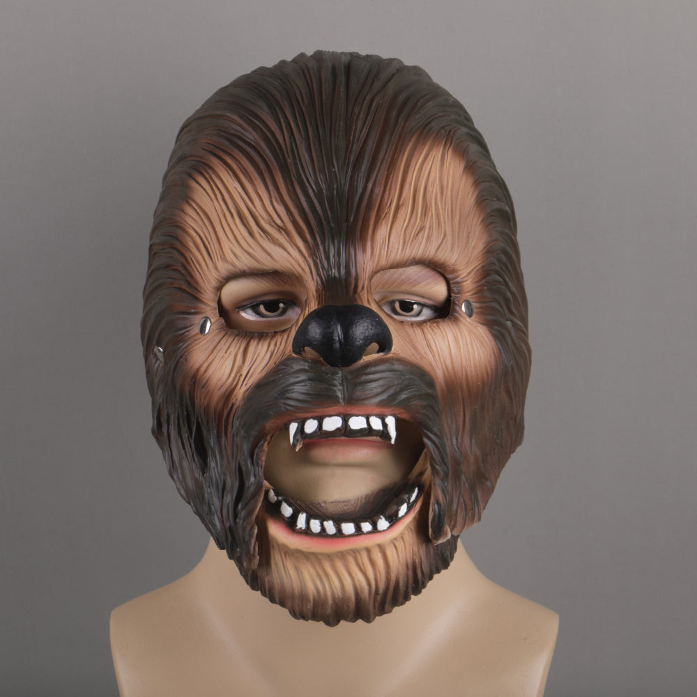 Star Wars Chewbacca Chewie Cosplay Latex Mask Mouth Move Halloween Props