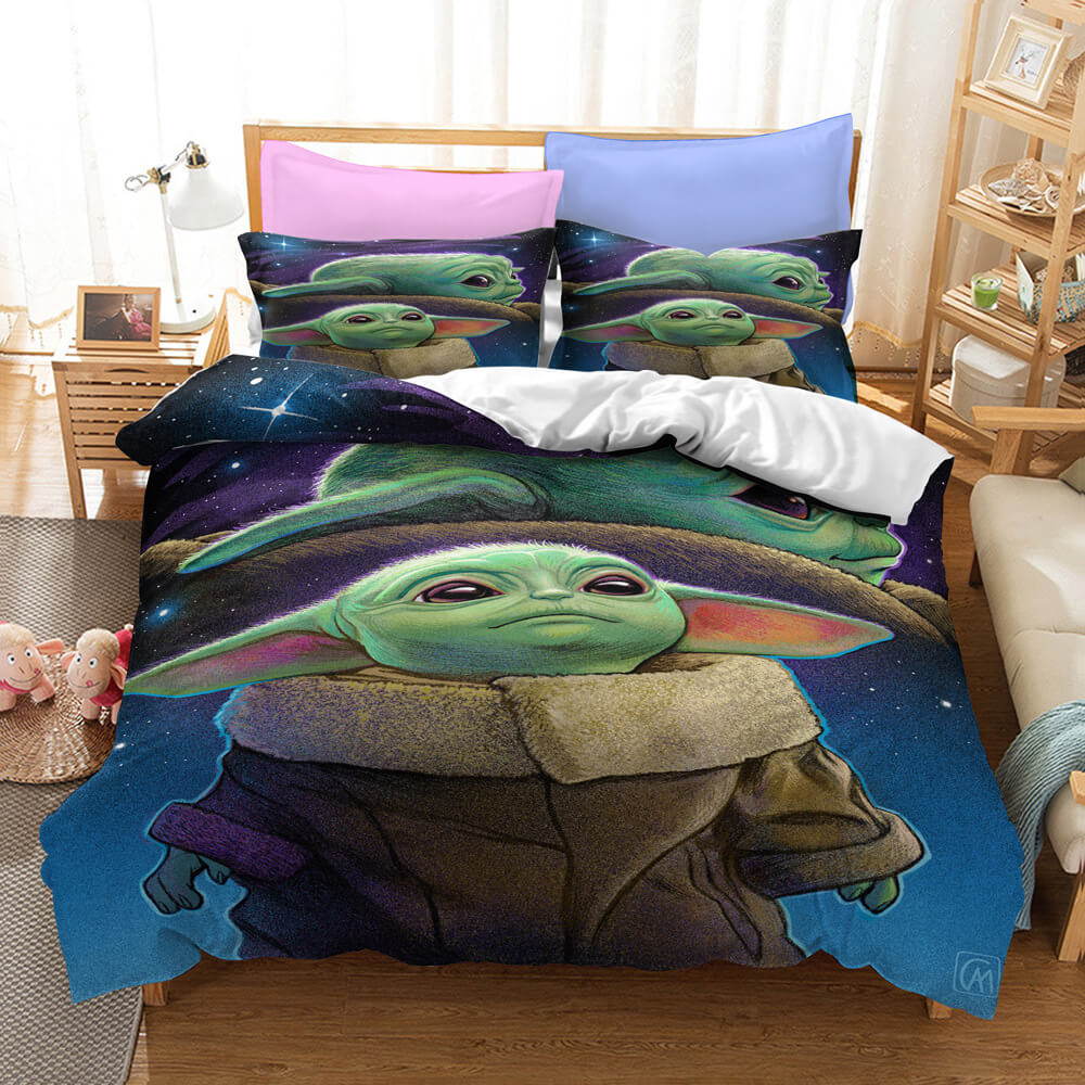 Star Wars The Mandalorian Baby Yoda Cosplay Duvet Cover Set Halloween Quilt Cover