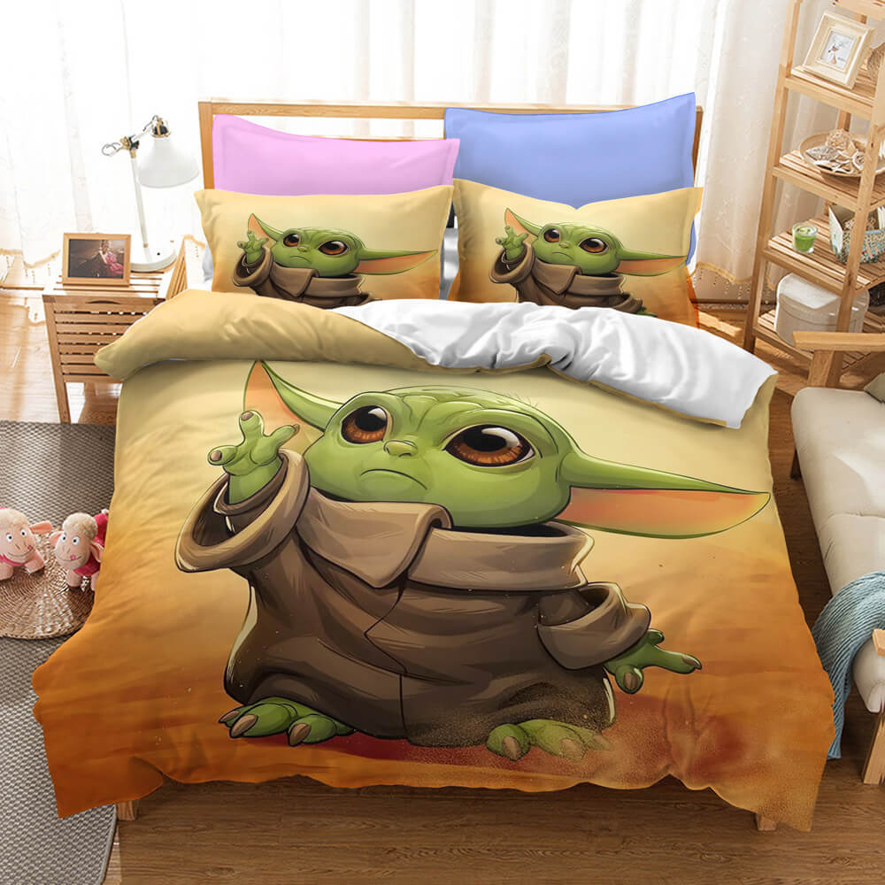 Star Wars The Mandalorian Baby Yoda Cosplay Duvet Cover Set Halloween Quilt Cover
