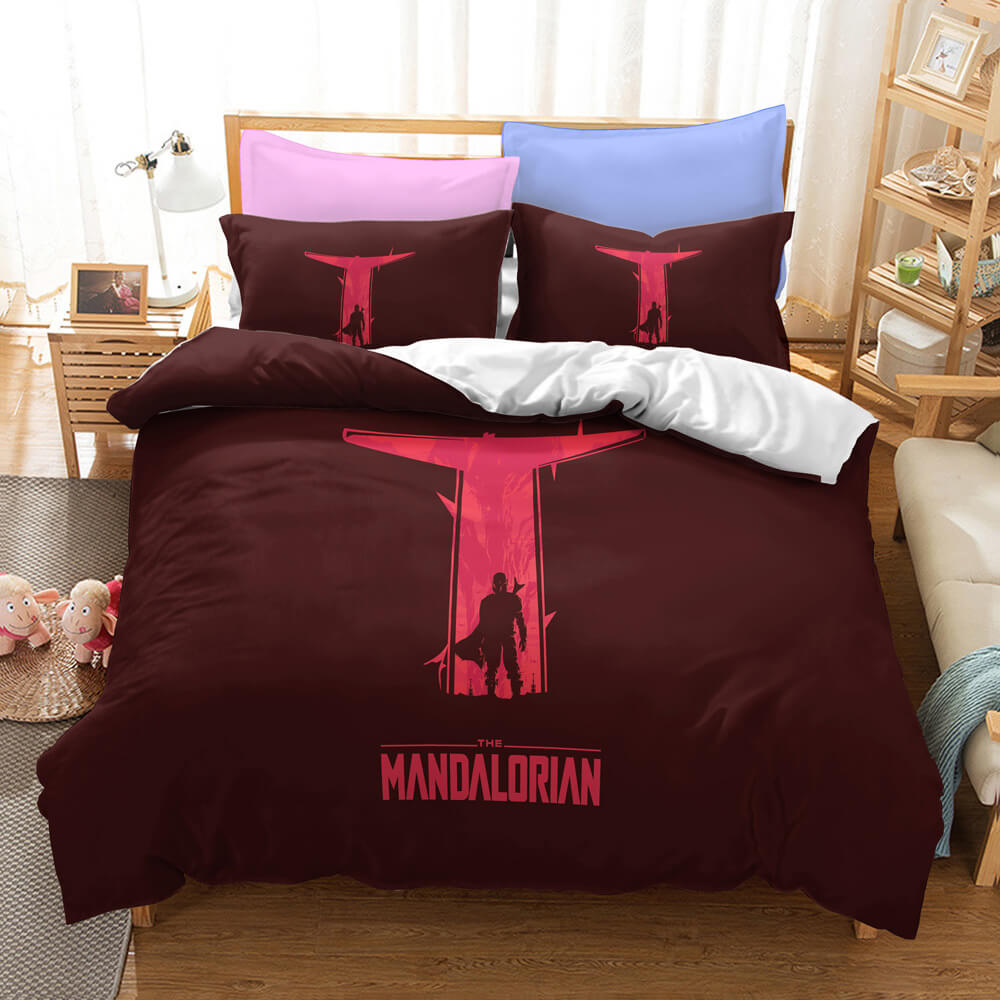 Star Wars The Mandalorian Cosplay Bedding Duvet Cover Halloween Sheets Bed Set