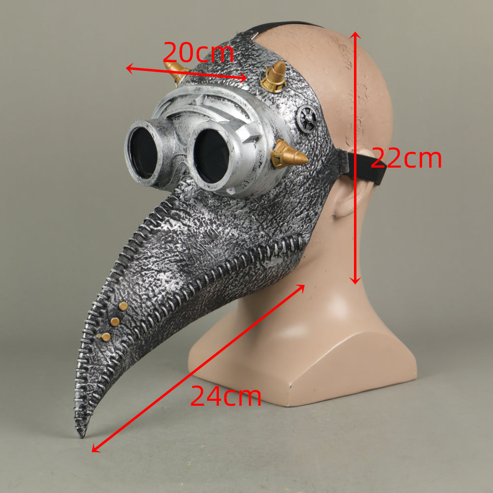 Steampunk Plague Doctor Bronze Long Mouth Cosplay Helmet Halloween Props