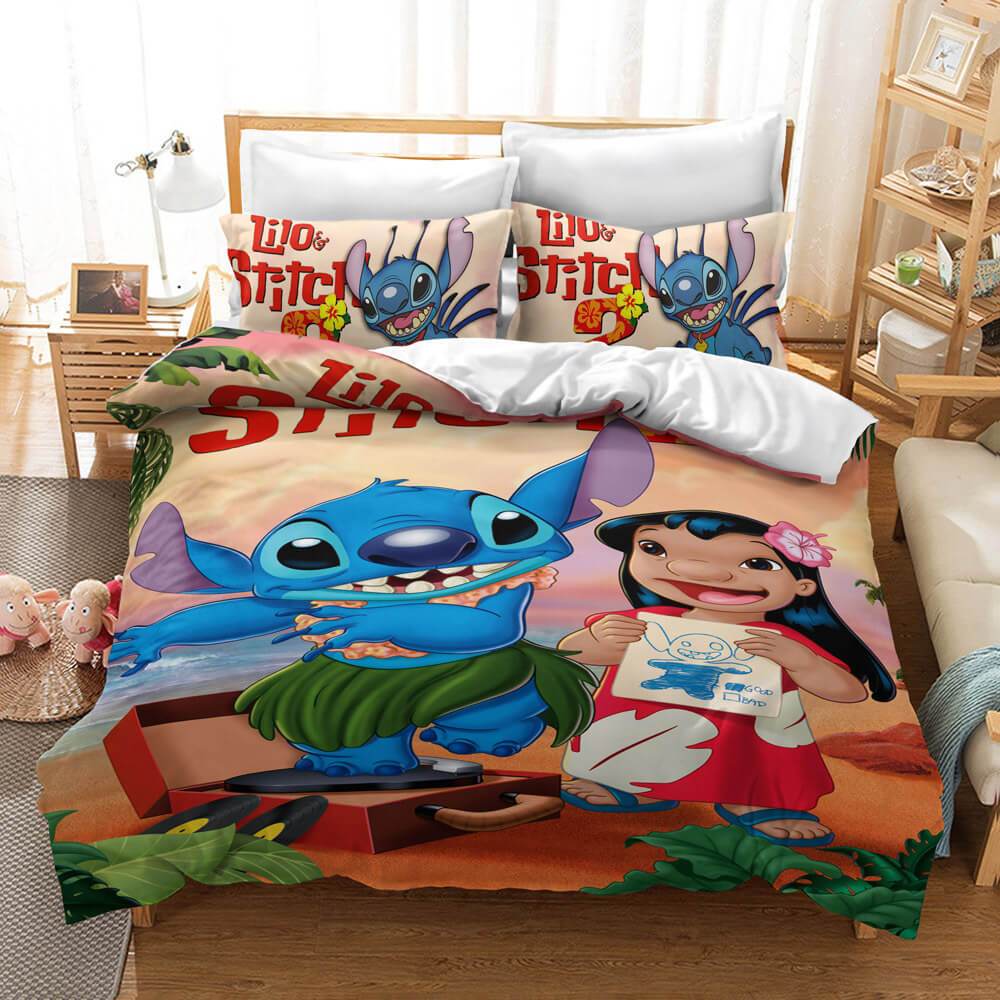 Cartoon Stitch Cosplay Bedding Duvet Cover Halloween Sheets Bed Set