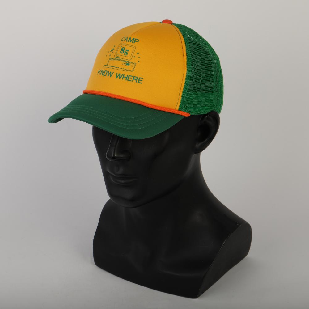2019 Strange Things Dustin Hat Retro Mesh Trucker Cap Yellow Green 85 Know Where Adjustable Cap Gifts Halloween - bfjcosplayer