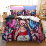 Suicide Squad Harley Quinn Cosplay Bedding Duvet Cover Halloween Sheets Bed Set