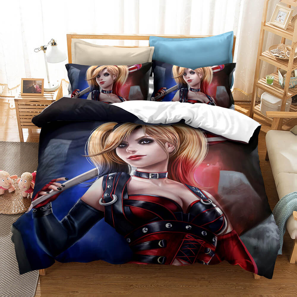 Suicide Squad Harley Quinn Cosplay Bedding Duvet Cover Halloween Sheets Bed Set