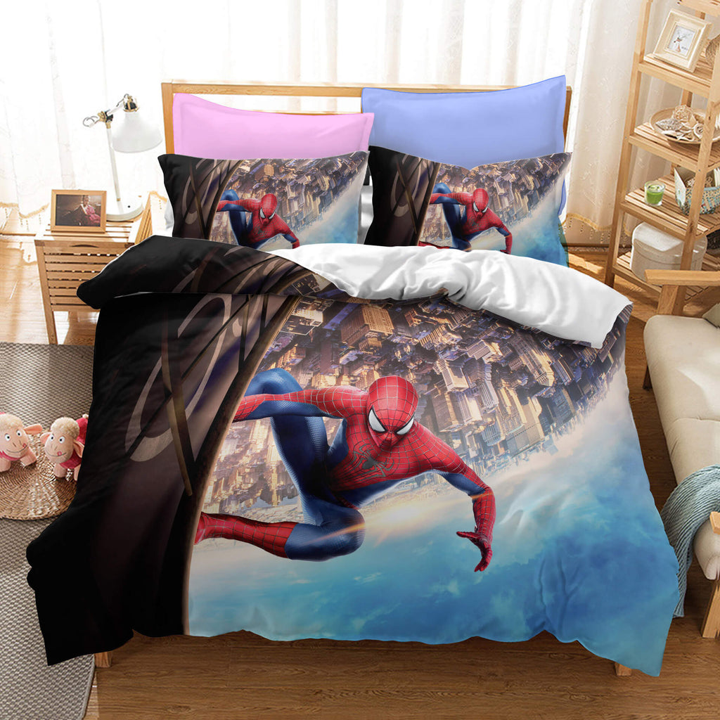 Superhero SpiderMan Peter Parker Cosplay Bedding Set Duvet Cover Halloween Bed Sheets