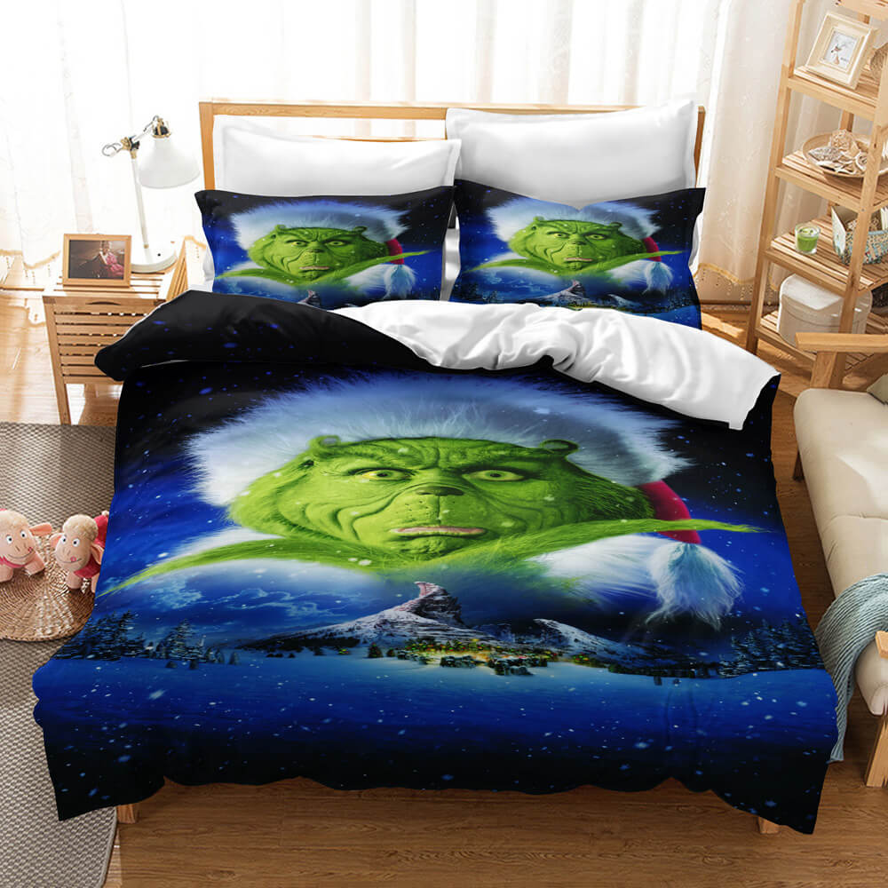 The Grinch Cosplay Bedding Set Duvet Cover Halloween Bed Sheets