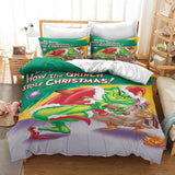 The Grinch Cosplay Bedding Set Duvet Cover Halloween Bed Sheets