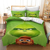 The Grinch Cosplay Bedding Set Duvet Cover Halloween Bed Sheets