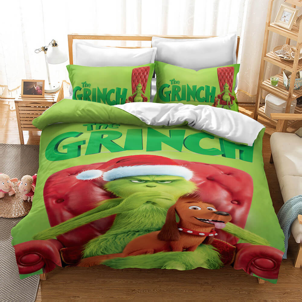 The Grinch Cosplay Bedding Set Duvet Cover Halloween Bed Sheets