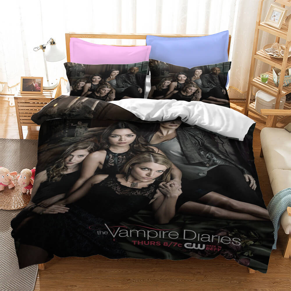 The Vampire Diaries Cosplay Bedding Duvet Cover Halloween Sheets Bed Set