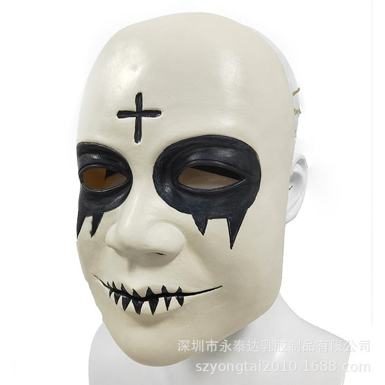 The Purge Smiley Cross Latex Mask Movie cosplay Horror Halloween props - bfjcosplayer