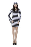 BFJFY Halloween Couple Striped Prisoner Cosplay Costume For Men And Women - bfjcosplayer