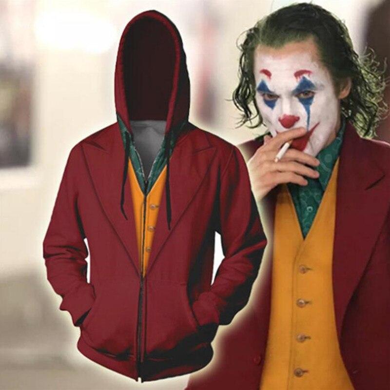 New 2019 Movie Joker Arthur Fleck Batman Clown  Joaquin Phoenix Sweatshirt Zipper Hoodie Coat Adult Halloween Cosplay Costume - bfjcosplayer