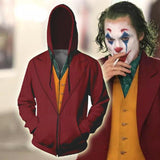 New 2019 Movie Joker Arthur Fleck Batman Clown  Joaquin Phoenix Sweatshirt Zipper Hoodie Coat Adult Halloween Cosplay Costume