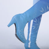 New Frozen 2 Cosplay Snow Adult Elsa Boots Costume Halloween Knee-high High Heel Elsa Shoes Costume Princess Ice Queen Elsa Prop - bfjcosplayer