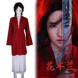 2020 Movie Legend of Mulan Costume Princess Hua Mulan Cosplay Red Gown Fancy Dress Outfit Full Set - bfjcosplayer