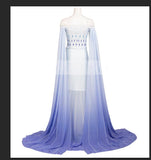 Frozen2 Elsa White Dress Made Princess Cosplay Costume Dress Elsa Hair Down White Dress Adult - bfjcosplayer