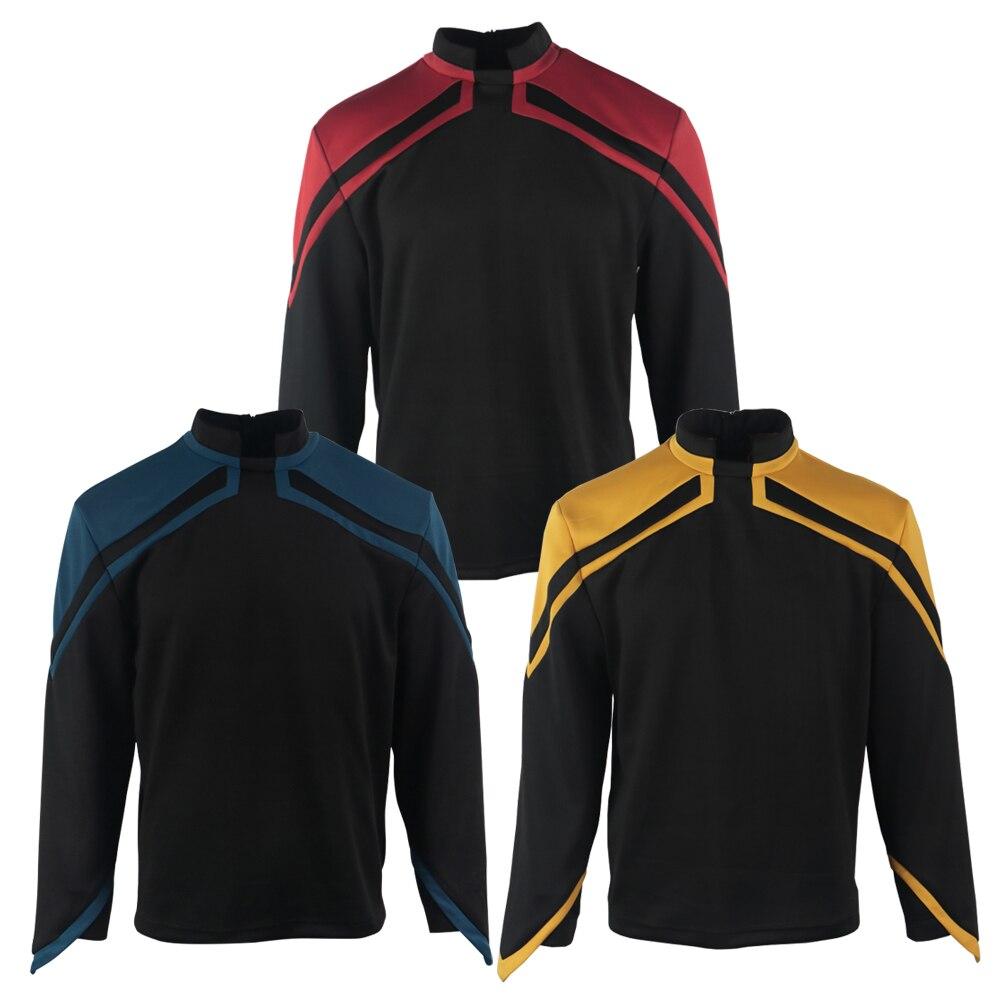 Star Trek Admiral JL Picard Uniform Cosplay Startfleet Male Red Gold Blue Men Top Shirts Coat Adult Halloween Costume Prop